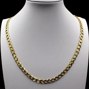 Real 10K Yellow Gold 6.5mm Cuban Link Chain Necklace 24" inch